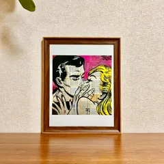 新品☆額縁付アートポスター☆Loui Jover（ルイ・ジョヴァー）☆アートデザイン☆オーストラリア画家☆SHUT UP AND KISS ME☆380