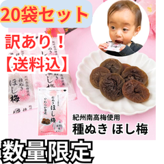 【訳あり】【20袋セット】ほし梅 種なし 南高梅 干し梅 個包装 マルチョウフーズ 紀州南高梅使用 梅干し◎訳あり商品（期限：2025.7.18）