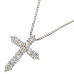 1ct/クロスモチーフ 10P・ダイヤモンド ネックレス・ペンダント/Pt900-Pt850-6.4g/プラチナ/プレゼント/記念日【♀】【S】【レディース】★■583005【中古】