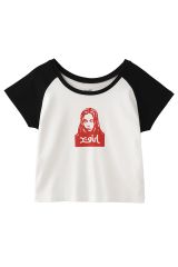 X-girl エックスガール 105252011001 FACE RAGLAN S/S BABY TEE フェイスラグランベビーTシャツ WHITE 正規通販 レディース