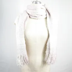 ミッシュマッシュ MISCH MASCH マフラー ストール ニット フリンジ ピンク ベージュ アイボリー チェック kz7151