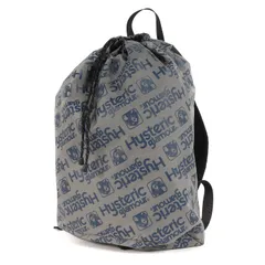 新品同様 HYSTERIC GLAMOUR ヒステリックグラマー 22SS VIXEN ALL OVER ドローストリング バックパック 02222QB01 リュック カバン デイパック 総柄 オールオーバーロゴ グレー コラボ【メンズ】のサムネイル