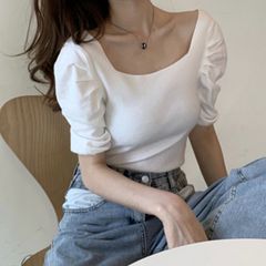 ショート丈 スクエアネック 夏服