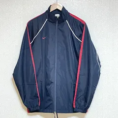 美品◎(^w^)b NIKE ナイキ ウィンドブレーカー トラックジャケット 長袖 ジャージ ジップアップ 裾ドローコード メッシュ ネイビー系 ロゴ刺繍 レッド系 ジョギング トレーニング スポーツ デイリーユース メンズ サイズL