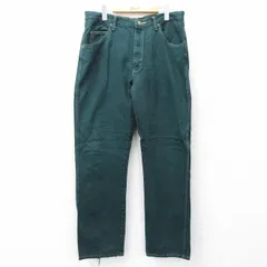W36/古着 ラングラー ジーンズ メンズ コットン 濃緑 グリーン デニム 25sep06 中古 ボトムス ジーパン Gパン ロング パンツ