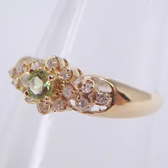 ☆K18 ペリドット ダイヤ リング