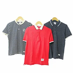 ジュンレッド JUNRed J.N.R.D ポロシャツ カットソー 半袖 3点 3着 セット おまとめ ボーダー ドット 1 赤 紺 0616のサムネイル