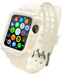 unifiss アップルウォッチ バンド 化粧箱付き コンパチブル 一体型 TPU素材 全面保護ケース( ホワイト,  38/40mm)