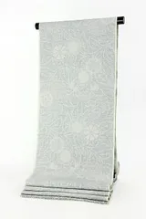 呉服屋 訳あり 奥庄謹製 本場結城紬 グレー×青（80亀甲）反物（正絹） 重要無形文化財指定 居座機 本結城紬 カジュアル お稽古 ショッピング ランチ 着付け教室 たんもの 着尺 送料無料 送料込み