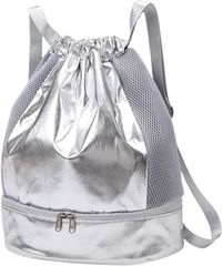 Prospire online store 풀 가방 소녀 냅삭 수영 방수 경량 아웃도어 건습 분리 2 룸 심플 체육관(실버)