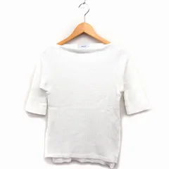 ステュディオス STUDIOUS リブ カットソー Tシャツ 五分袖 スラッシュドネック 無地 0 ホワイト 白 /FT3のサムネイル