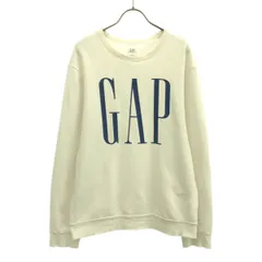 GAP ギャップ ロゴプリント 長袖 トレーナー S ホワイト スウェット メンズ 古着