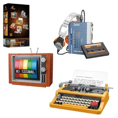 【在庫限り】JMBricklayer ヴィンテージ タイプライター ウォークマン テレビ 組み立ておもちゃ 玩具 セット 20131、大人用ヴィンテージ 組み立てブロックセット、3 で 1 ヴィンテージ ディスプレイモデル オフィスルームデコレーション、誕生日