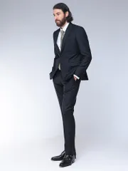 EMPORIO ARMANI (エンポリオアルマーニ) シングル２つ釦スーツ マイクロジャガード ノータック