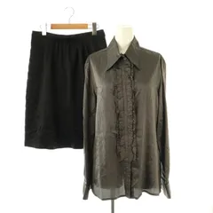 フィロソフィーディアルベルタフェレッティ PHILOSOPHY di ALBERTA FERRETTI セットアップ シャツ ストライプ キルティングスカート 台形 I40 茶 黒 /MI ■OS ■FR