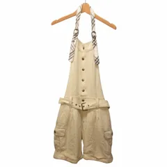 バーバリーブルーレーベル BURBERRY BLUE LABEL サロペット オーバーオール ショートパンツ ハーフパンツ ロールアップ ノバチェック ウール 国内正規 白 ベージュ系 36 約S ■GY14 0420のサムネイル