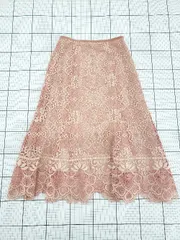 ◇ ⊂ nano universe ナノユニバース 花柄レース ロング フレア スカート サイズ38 ピンク系 レディース E  【1507160011475】