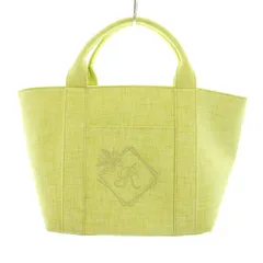 ルネ Rene トートバッグ ハンドバッグ ロゴ刺繍 キャンバス 保存袋付き 黄緑 イエローグリーン /YTのサムネイル