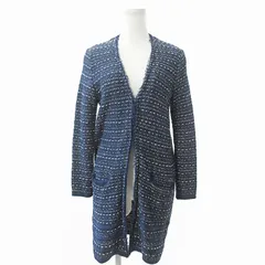 ダイアンフォンファステンバーグ DIANE von FURSTENBERG DVF STUDIO ニット ツイード コート ロング カーディガン シルク混 ボーダー P 紺 ネイビー 0310のサムネイル