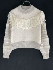 【お値引き交渉大歓迎】未使用 LANVIN　ランバン XS アイボリー ウールシルクフリンジニット