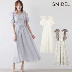 【爆速配送】【新作10%OFF】【即納】 スナイデル SNIDEL ワンピース 25春夏 ショルダーリボンワンピース ロング丈 半袖 オフショル swfo252064