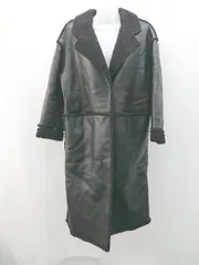 ■ pageboy 冬向け カジュアル ボア レザー ポケット エレガント 長袖 コート サイズS ブラック レディース E 【1309040012943】