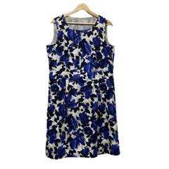 極美品 近年モデル LLサイズ レリアン ロングワンピース ドット 花柄 13+ 大きいサイズ レディース フロントスリット花柄ロングワンピース