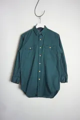 90s Polo by Ralph Lauren ポロ ラルフローレン 囲みタグ 長袖 レギュラー カラー ワーク シャツ 緑系 サイズS 228P★4