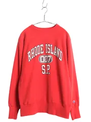 【お得なクーポン配布中!】 90s USA製 ★ チャンピオン リバースウィーブ 3段 プリント スウェット メンズ L 古着 オールド トレーナー 裏起毛 カプセル トリコタグ 赤