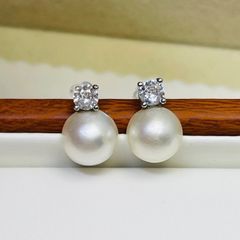 南洋　白蝶真珠 ピアス 光沢抜群 天然 照り艶抜群 jewelry ピアス pearl ジュエリー パール マベパール　本真珠　ピアス 無調色 9mm