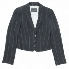 エンポリオアルマーニ EMPORIO ARMANI ショート丈 クロップド テーラードジャケット アウター ストライプ柄 ドット柄裏地 サイズ40 黒 ブラック レディース YBA5