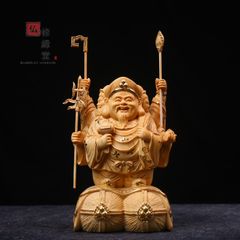 修縁堂】木彫り 仏像 水月観音菩薩像 彫刻 仏教工芸品 柘植材 仏師で 