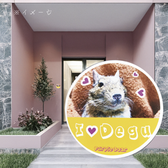 送料無料　Degu　デグー「デグー　I♡DEGU　ステッカー」（約６０ｍｍ×約６０ｍｍ）