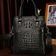 ショルダーバッグ メンズ 牛革 2way 3way 一泊 40代 50代 大きめ iPad スマホ フェイク クロコダイル 斜め掛け 手提げ バッグ 縦型 ビジネスバッグ a4 a5 アウトドア おしゃれ 通学 通勤鞄 軽量 実用 多機能 プレゼント 黒