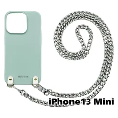 【新品未使用】iPhone13 Mini アイフォン13ミニ チェーン TPU カバー(くすみグリーン/シルバーA)myones 斜め掛け スマホショルダー かわいい zmyones002-ps1-st29-iphone13min-gr-sv-a