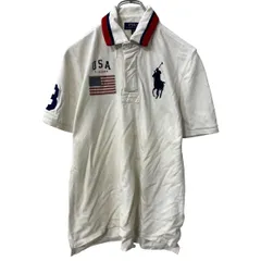 POLO RALPH LAUREN 半袖 ビッグロゴ ポロシャツ キッズ L 150～ ホワイト ポロラルフローレン 鹿子 古着卸 アメリカ仕入 a707-5216