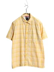 【お得なクーポン配布中!】 ノースフェイス チェック 半袖 シャツ メンズ M アウトドア ナイロン ポケット付き ボックス ゆったり シンプル カジュアル ツートン 薄手