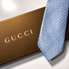 美品 GUCCI グッチ ネクタイ シルク100% ライトブルー TTGG-63