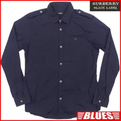 BURBERRY BLACK LABEL 廃盤 バーバリーブラックレーベル シャツ M メンズ 長袖 ネイビー 紺 刺繍 ボタンシャツサイズM一覧←SEULB屋着古← TY3960
