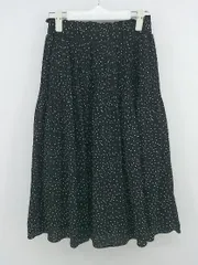 ◇ natural couture ドット 水玉 ウエストゴム 膝下丈 ギャザー スカート ブラック ホワイト レディース E  【1302040000651】のサムネイル