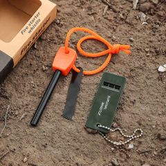 デカ音緊急ホイッスル ホイッスル 防災 大音量 ホイッスル アウトドア用 防犯グッズ リールキー付き 危険防止 軽量 ファイヤースターター 簡単着火 無期限メーカー保証 大きい フェロセリウム 収納ケース付き 火打ち石 キャンプ BBQ 火起こし 着火