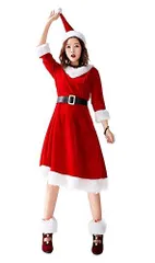 レッド_M [Ｔｚｒｃｙｃ サンタ コスチューム コスプレ レディース 可愛い サンタコス サンタクロース コスチューム コスプレ 衣装 クリスマス ワンピース コスプレ cosplay コス 女性 セクシー 可愛い 暖かい パーティー サンタ衣装 文化祭 大