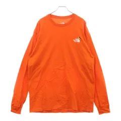 THE NORTH FACE (ザノースフェイス) L/S Zoo Picker Tee ロゴプリント バード刺繍 クルーネック コットン 長袖Tシャツ ロングスリーブ オレンジ NT32440