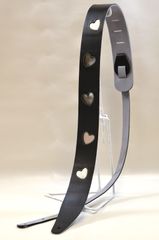 国内生産 ハンドメイド 本革ギターストラップ(Genuine Leather Guitar Strap)　ブラック　ハートマーク加工