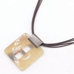  エルメス ネックレス クリアベージュ ブラウン レザー