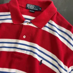 90〜00s Polo by Ralph Lauren ボーダーニットポロシャツ　レッド