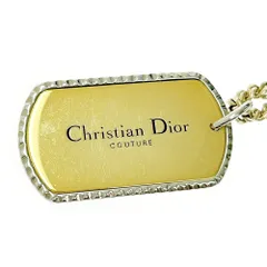 【中古】Christian Dior クリスチャンディオール メタル ロゴ プレート ネックレス ゴールド シルバー 364288 ネックレス