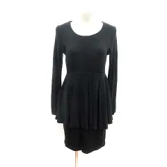 ブラック バイ マウジー BLACK by moussy ワンピース フレア ひざ丈 ニット 長袖 FREE 黒 ブラック /YKのサムネイル