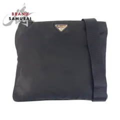 美品 PRADA プラダ テスート サフィアーノレザー ブラック シルバー金具 ナイロン 斜め掛け ショルダーバッグ メッセンジャーバッグ 408922【中古】