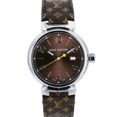 【中古】 LOUIS VUITTON （ルイヴィトン） ﾀﾝﾌﾞｰﾙ GM 時計 ｸｵｰﾂ/ﾒﾝｽﾞ Tanbour ﾃﾞｲﾄ Brown ブラウン stainless ステンレス Q1111 used:ABのサムネイル